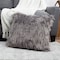 Hastings Home Hastings Home 22-Inch Square Faux Fur Pillow, Gray 192578BEK - alternate 1